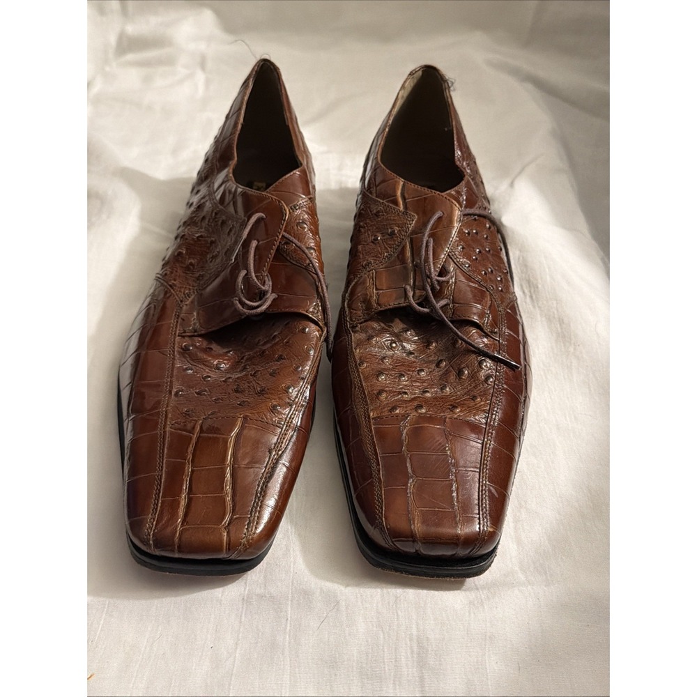Stacy Adams Cognac Brown Alligator/Ostrich Print Shoes  Men's‎ Size 15M